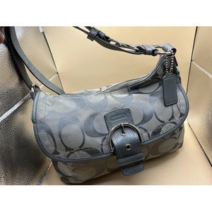 Coach F19581 Gray Signature Monogram Hobo Bag Soho Jacquard  Purse Handbag